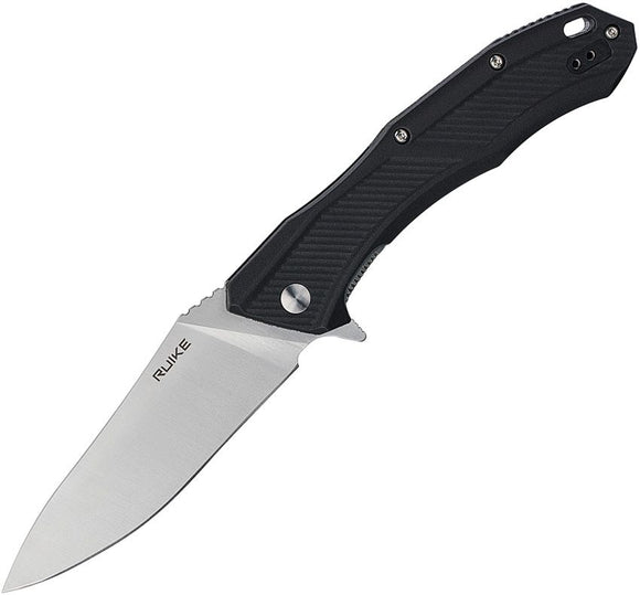 Ruike D198 Liner Lock Knife Satin Finish 8Cr13MoV SS Blade/Black Nylon Handle SKU RKED198PB