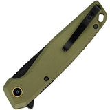 Ruike P873 Button Lock Knife Black Stonewash 14C28N Sandvik steel Blade/OD Green G10 Handle SKU RKEP873G