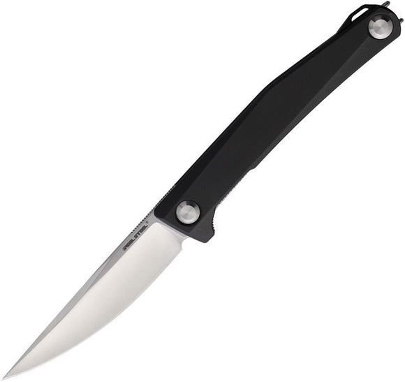 Real Steel Teres Liner Lock Knife Satin Finish Nitro V Steel Blade/Black Alum. Handle SKU RS7111BS