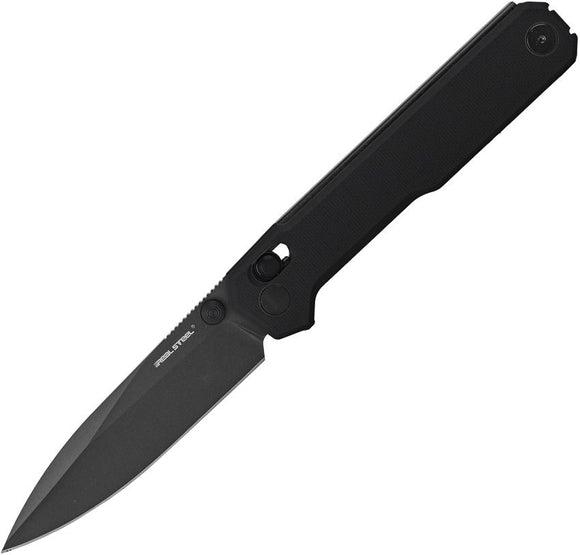 Real Steel Perix Crossbar Lock Knife Black PVD Coated Nitro V Steel Blade/Black G10 Handle SKU RS7121BB