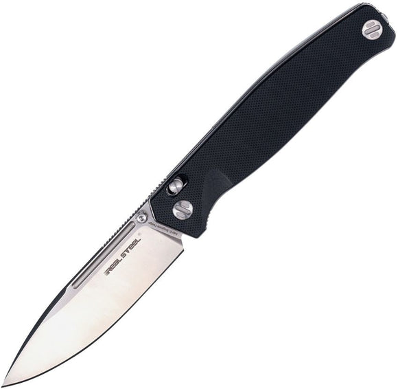 Real Steel Huginn Slide Lock Knife Satin Finish VG-10 Stainless Blade/Black G20 Handle SKU RS7651