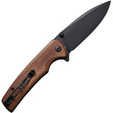 SENCUT Sachse Button Lock Knife Black 9Cr18MoV Stainless Steel Blade/Guibourtia Wood Handle SKU S210076