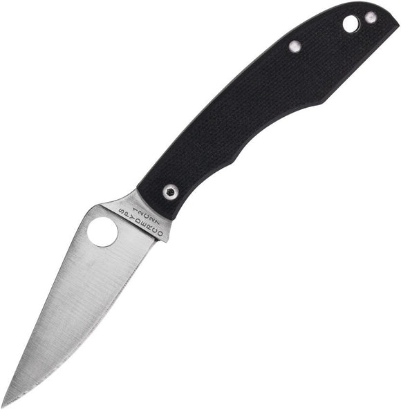 Spyderco Grasshopper Slip Joint Knife Satin Finish 12C27 Sandvik Steel Blade/Black G10 Handle SKU SC138GBKP