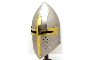 Mini Medieval Warrior Sugar Loaf Helmet w/Stand 18 Gauge Metal 6.5" Tall SKU SN-2211MINI