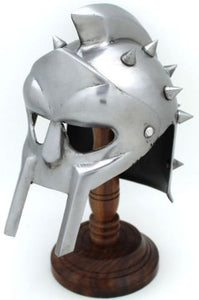 Mini Medieval Warrior Roman Gladiator Helmet w/Stand 18 Gauge Steel 6.5" Tall SKU SNMH3117MINI