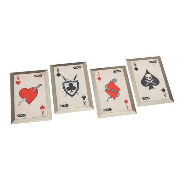 SOG Throwing Death Cards Set of 4 Aces w/Sheath Stainless-Steel SKU SOG-33-01-01-43