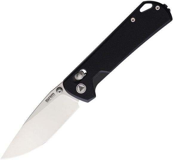 SRM 168L Ambi Lock Knife Satin Finish D2 Tool Steel Blade/Black G10 Handle SKU SRM168LGB