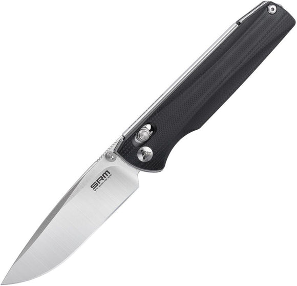 SRM 258L Ambi Lock Knife Brushed Finish D2 Tool Steel Blade/Black G10 Handle SKU SRM258LGB