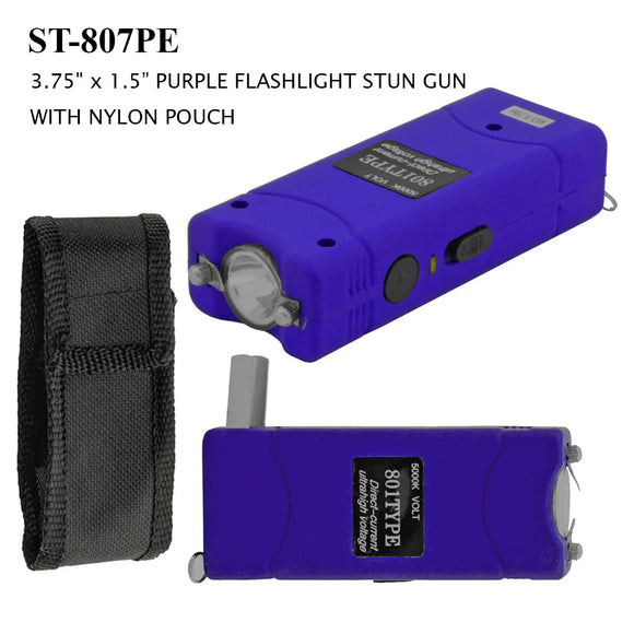 Purple Stun Gun 5000K Volt with Flashlight & Built in Charger SKU ST-807PE