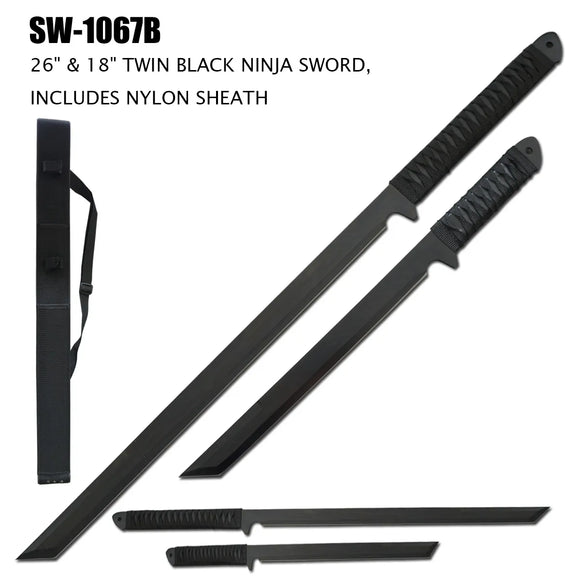 2 Piece Black Ninja Sword Set 27.5