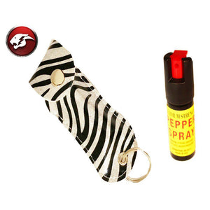 1/2 oz Keychain Pepper Spray with Black & Bling Silver Zebra Pouch SKU T3131SZ