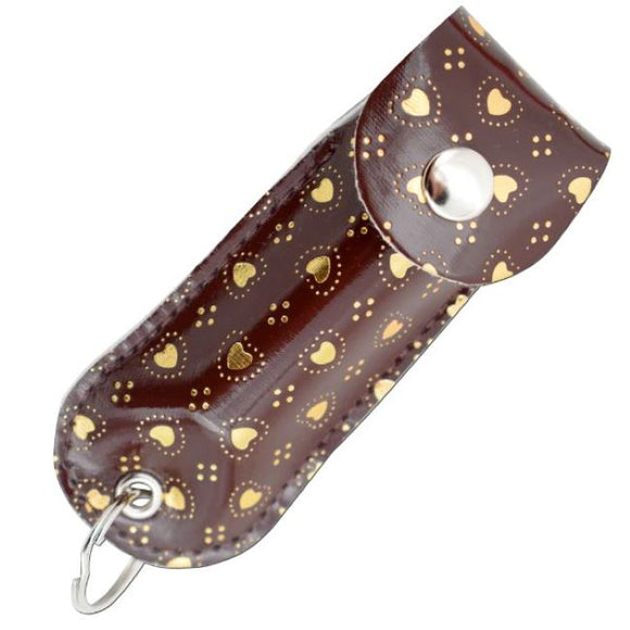 1/2 oz Keychain Pepper Spray Includes Brown Pouch w/Gold Hearts