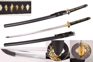 Ryujin 41" Forged Samurai Sword 1045 Steel Blade/Black Scabbard SKU T64047BK