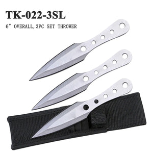 6" 3 Piece Throwing Knife Set w/Sheath Stainless-Steel SKU TK-022-3SL