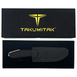 Takumitak Takumi Fixed Blade Knife w/Sheath D2 Polished SS Blade/Black G10 Handle SKU TKF208SL