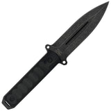 Takumitak Hitter Fixed Blade Knife w/Sheath Double Edge D2 Stonewash SS Blade/Black G10 Handle SKU TKF214SW