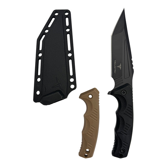 Takumitak Reaper Fixed Blade Knife w/Sheath & 2 Handles Black 3Cr13 SS Blade/Black & Green Nylon Handles SKU TKF305