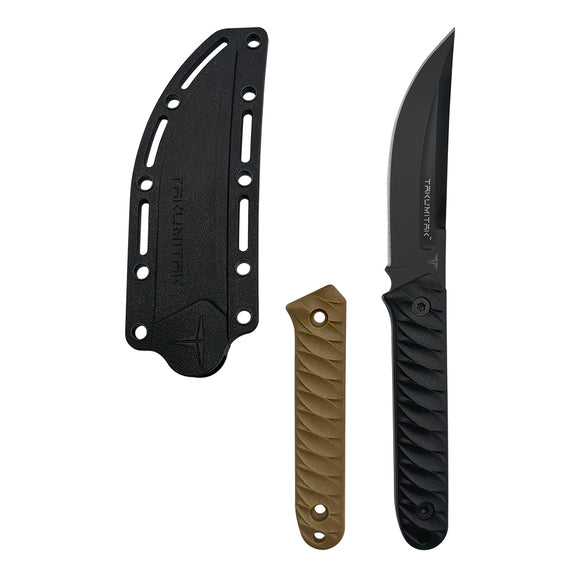 Takumitak Ninja Fixed Blade Knife w/Sheath & 2 Handles Black 3Cr13 SS Blade/Black & Green Nylon Handles SKU TKF313