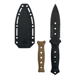 Takumitak Unrestricted Fixed Blade Knife w/Sheath & 2 Handles Black Half Serr. 3Cr13 SS Blade/Black & Green Nylon Handles SKU TKF316