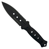 Takumitak Unrestricted Fixed Blade Knife w/Sheath & 2 Handles Black Half Serr. 3Cr13 SS Blade/Black & Green Nylon Handles SKU TKF316