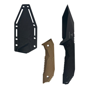 Takumitak Terminal Fixed Blade Knife w/Sheath & 2 Handles Black 3Cr13 SS Blade/Black & Green Nylon Handles SKU TKF320