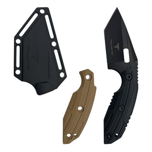 Takumitak Muted Fixed Blade Knife w/Sheath & 2 Handles Black 3Cr13 SS Blade/Black & Green Nylon Handles SKU TKF3S06