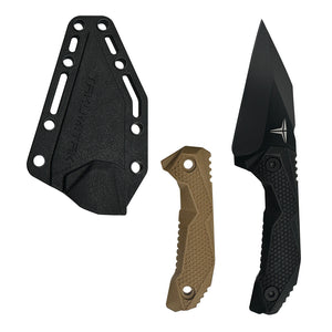 Takumitak Sparky Fixed Blade Knife w/Sheath & 2 Handles Black 3Cr13 SS Blade/Black & Green Nylon Handles SKU TKF3S09