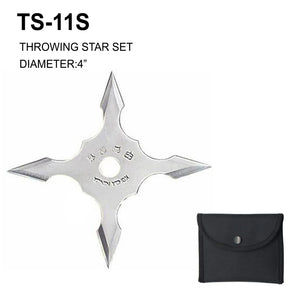 4" 4 Point Ninja Throwing Star w/Pouch Stainless-Steel SKU TS-11S