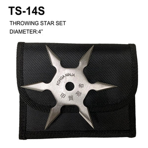 4" 6 Point Ninja Throwing Star w/Pouch Stainless-Steel SKU TS-14S