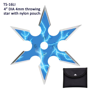 4" 6 Point Ninja Throwing Star w/Pouch Lightning Graphic Stainless-Steel SKU TS-16LI