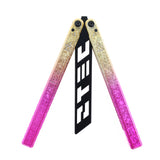 S-TEC 9.75" Aluminum Butterfly Trainer Knife Black Stainless-Steel Blade/Iced Gradient Gold & Pink 6260 Billet Alum. Handle SKU TS601PPYL