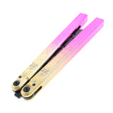 S-TEC 9.75" Aluminum Butterfly Trainer Knife Black Stainless-Steel Blade/Iced Gradient Gold & Pink 6260 Billet Alum. Handle SKU TS601PPYL