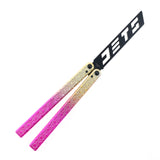 S-TEC 9.75" Aluminum Butterfly Trainer Knife Black Stainless-Steel Blade/Iced Gradient Gold & Pink 6260 Billet Alum. Handle SKU TS602PPYL