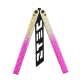 S-TEC 9.75" Aluminum Butterfly Trainer Knife Black Stainless-Steel Blade/Iced Gradient Gold & Pink 6260 Billet Alum. Handle SKU TS602PPYL