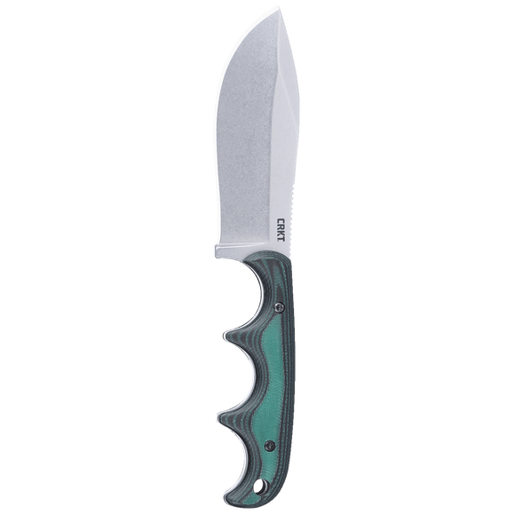 Columbia River Minimalist Nessmuk Fixed Blade Neck Knife with Sheath Stonewash D2 Tool Steel Blade/Green & Black Micarta Handle SKU CRKT 2376