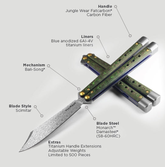 Benchmade Necron Gold Class Bali Song Monarch Damasteel Blade/Jungle Wear Fatcarbon Carbon Fiber Handle SKU 99-242