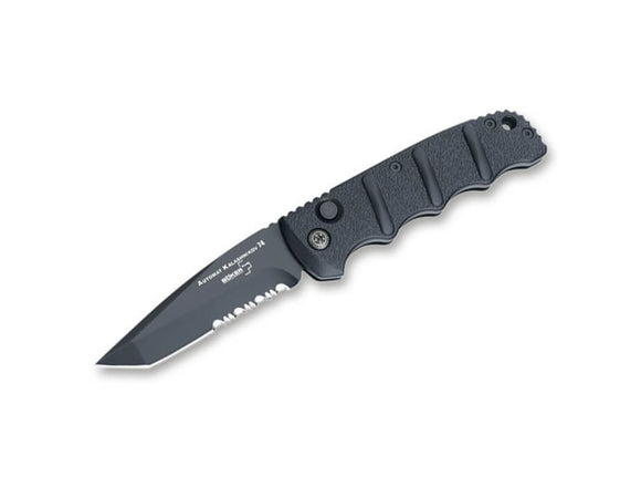 Boker Plus Tanto Automatic Kalashnikov Knife Black D2 Serr. SS Blade/Black Alum. Handle SKU 01KALS102