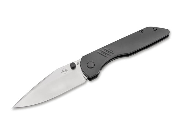 Boker Plus Max Frame Lock Knife Clip Pt. S35VN SS Blade/Gray Titanium Handle SKU 01BO974