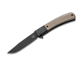 Boker Plus Modern Gentleman Liner Lock Knife Black Nitro-V SS Blade/Green Canvas Micarta Handle SKU 01BO931