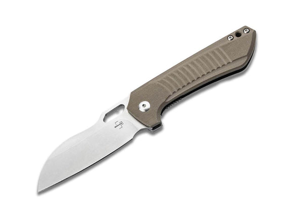 Boker Plus Swoopy Frame Lock Knife Tan G-10 SKU 01BO693