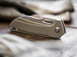 Boker Plus Swoopy Frame Lock Knife Tan G-10 SKU 01BO693