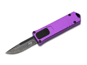 Boker Plus USB OTF 2.0 Auto Knife Black Stonewash D2 SS Blade/Purple Alum. Handle SKU 06EX269