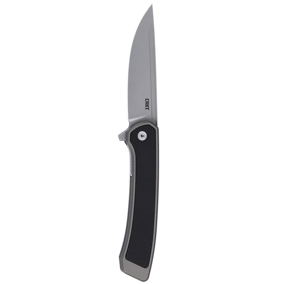 Columbia River Q Compact Liner Lock Knife Drop Point Bead-Blast CPM-S35VN SS Blade/Gray Alum. w/Black G10 Inlay Handle SKU CRKT 7077