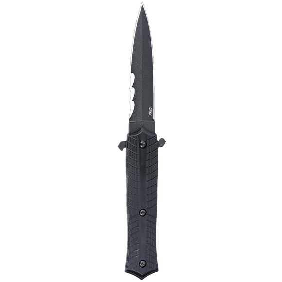 Columbia River Xolotl Fixed Blade Knife w/Sheath Black D/E Combo Spear Point SK-5 Carbon Steel Blade/Black G10 Handle SKU CRKT 2263