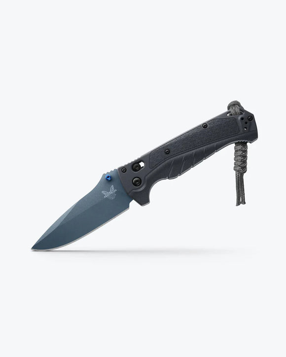 Benchmade Dark Water Adira AXIS Lock Knife Blue Cherakote CPM-MagnaCut Steel Blade/Tempest Gray Grivory Handle SKU 18060BT-01