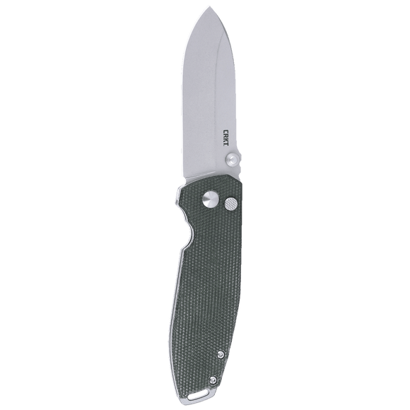 Columbia River Squid XM Button Lock Knife Stonewash D2 Tool Steel Blade/Green Micarta Handle SKU CRKT 2495GR