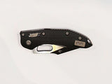 Microtech Stitch RAM-LOK Knife Black Half Serr. Bohler M390MK SS Blade/Black Fluted G10 Handle SKU 169RL-2FLGTBK