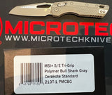 Microtech MSI RAM-LOK Knife Bull Shark Gray Cerakote M390MK Stainless Blade/Gray Tri-Grip Polymer Handle SKU 210T-1PMCBG