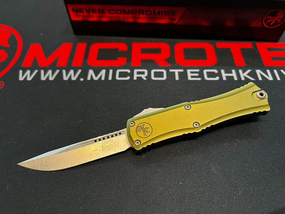 Microtech Hera II mini OTF Knife Stonewash Bohler M390MK Steel Blade/OD Gree Aluminum Handle SKU  1703M-10OD