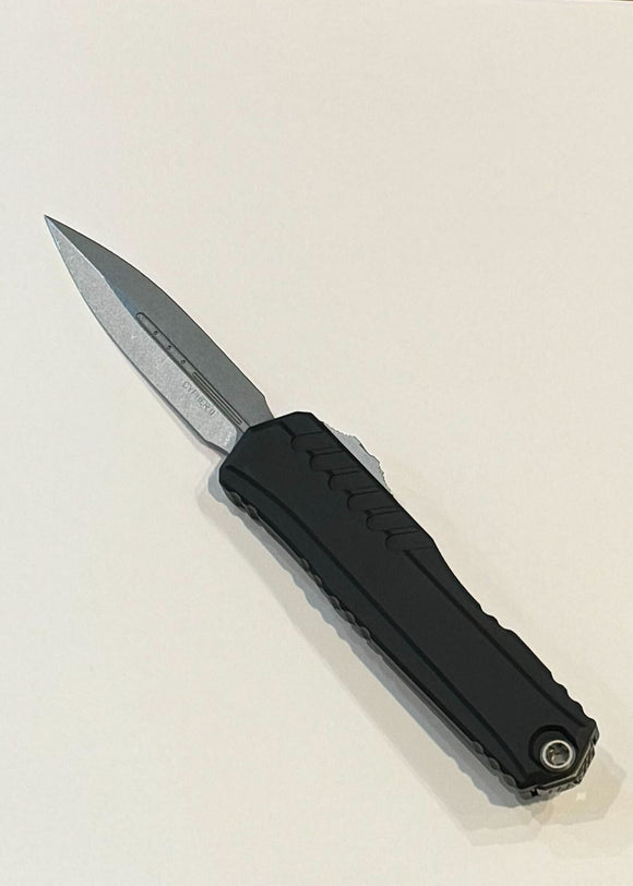 Microtech Cypher II OTF Auto Knife Bohler M390MK Blade/Black Alum. Handle SKU 1242-10